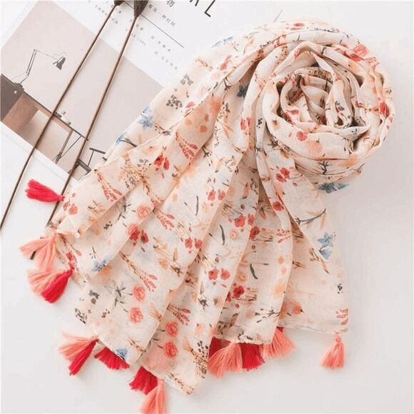 2/$30 Ladies Fashionable Pink Floral Scarf - Picture 1 of 6